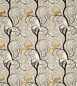 Squirrel & Dove Embroidery Fabric by Sanderson Linen/Ivory