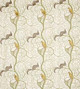 Squirrel & Dove Embroidery Fabric by Sanderson Sage/Neutral
