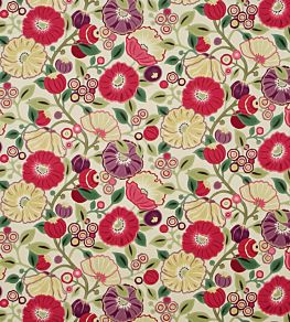 Tree Poppy Fabric by Sanderson Red/Plum