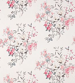 Magnolia & Blossom Fabric by Sanderson Coral/Silver