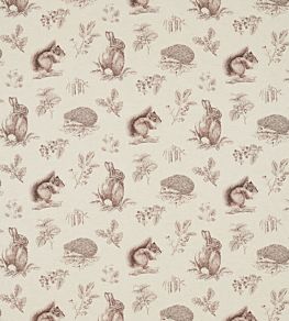 Squirrel & Hedgehog Fabric by Sanderson Walnut/Linen