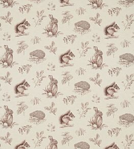 Squirrel & Hedgehog Fabric by Sanderson Walnut/Linen