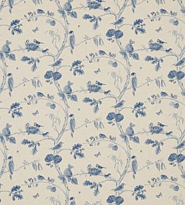 Woodland Chorus Fabric by Sanderson Indigo/Linen