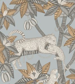 Satara Wallpaper by Cole & Son Slate & White Mica on Print Room Blue