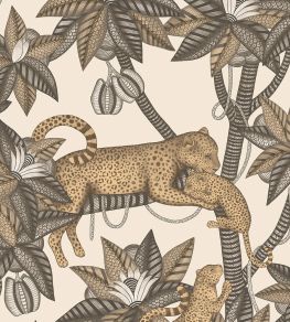 Satara Wallpaper by Cole & Son Soot & Metallic Gold on Linen