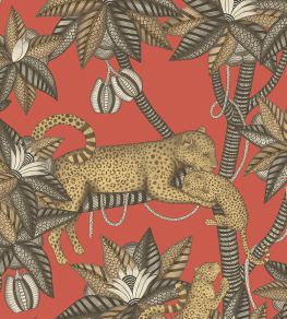Satara Wallpaper by Cole & Son Soot & Metallic Gold on Rouge