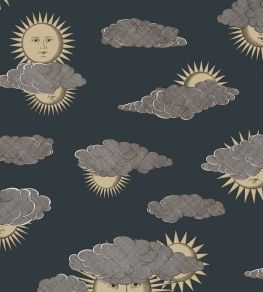 Soli e Nuvole Wallpaper by Cole & Son Gold & Silver on Charcoal