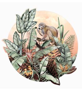 Squirrel Monkey Decal Mural in Green / Pink by Avalana Green / Pink