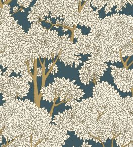 Stockend Woods Wallpaper by Josephine Munsey Navy and Ochre