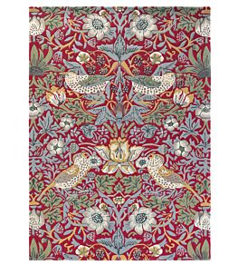 Strawberry Thief Rug by Morris & Co Crimson