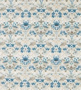 Strawberry Thief Wide Width Fabric by Morris & Co Mineral Blue/Linen