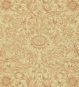 Sunflower Etch Wallpaper by Morris & Co Church Red/Biscuit