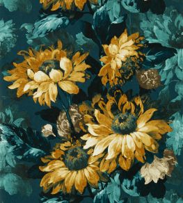 Sunforest Wallpaper by Clarke & Clarke Denim/Ochre