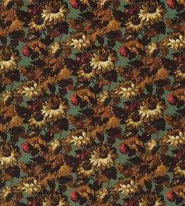 Sunforest Velvet Fabric by Clarke & Clarke Sage/Russet