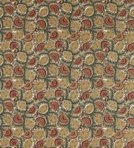 Suzani Archive Embroidery Fabric by Zoffany Russet/Sage Green