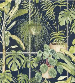 The Green House Wallpaper by Brand McKenzie Midnight Blue