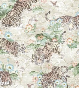 Tiger Lily Wallpaper by Brand McKenzie Linen & Green