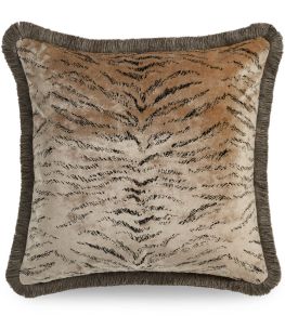 Tiger Velvet Pillow 22 x 22" by James Hare Natural