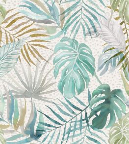 Tropica Wallpaper by Ohpopsi Turquoise