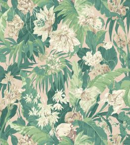 Tropical Floral Wallpaper by GP & J Baker Blush/Green