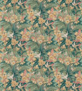 Trumpet Flowers Fabric by GP & J Baker Teal