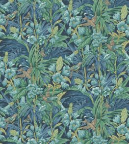 Trumpet Flowers Wallpaper by GP & J Baker Indigo/Teal