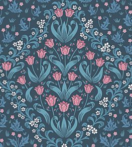 Tudor Garden Wallpaper by Cole & Son Fuchsia Blue