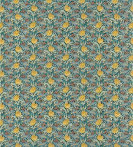 Tulip & Jasmine Cotton Fabric by GP & J Baker Teal