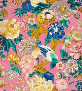 V&A Love Birds Fabric by Arley House Cerise