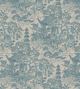 V&A Pagoda Fabric by Arley House Duck Egg