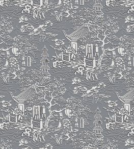 V&A Pagoda Fabric by Arley House Slate Grey