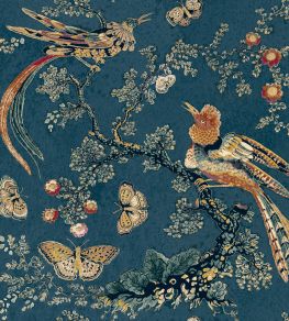 V&A Paradise Fabric by Arley House Navy