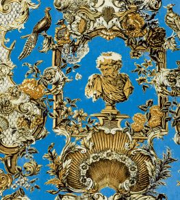 V&A Romano Fabric by Arley House Azure Blue
