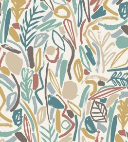 Verdure Wallpaper by Ohpopsi Teal & Cinnamon