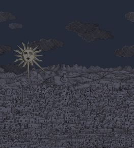 Vista Mediterranea Mural by Cole & Son Midnight with Gilver Sun