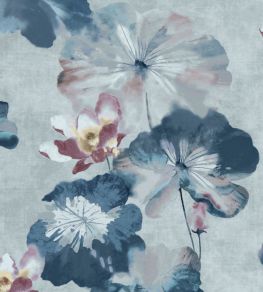 Water Lilies Wallpaper by 1838 Wallcoverings Blue Dusk