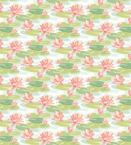 Waterlily Wallpaper by Ohpopsi Duck Egg & Coral