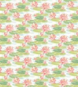 Waterlily Wallpaper by Ohpopsi Duck Egg & Coral