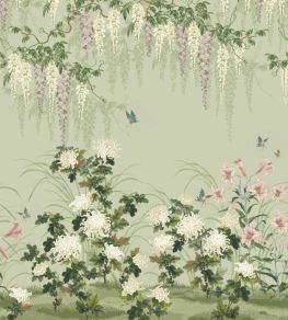 Wisteria Bloom Mural by 1838 Wallcoverings Pistachio