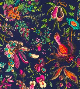 Wonderland Floral Velvet Fabric by Harlequin Sapphire/Spinel/Emerald