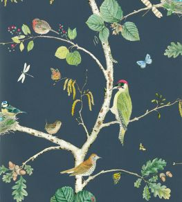 Woodland Chorus Wallpaper by Sanderson Charcoal
