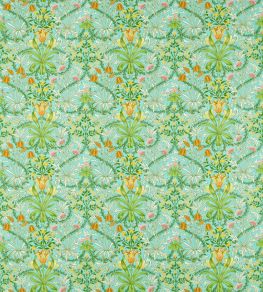 Woodland Weeds Fabric by Morris & Co Orange/Turquoise