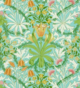 Woodland Weeds Wallpaper by Morris & Co Orange/Turquoise