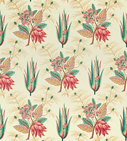 Desert Flower II Fabric by Zoffany Crimson/Teal
