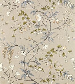 Chambalon Trail Fabric by Zoffany Mercury / Platinum Grey