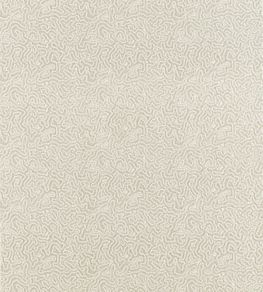 Maze Coral Fabric by Zoffany Platinum White
