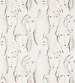 Les Dames Fabric by Zoffany Rose Quartz / Ink