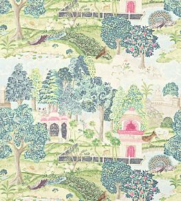 Peacock Garden Fabric by Zoffany Moss/Pink