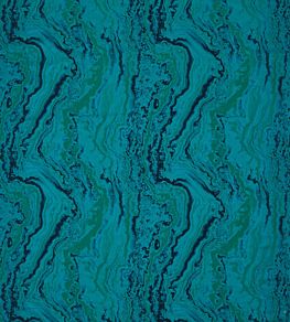 Serpentine Fabric by Zoffany Blue Malachite