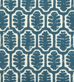 Adinkra Fabric by Volga Linen Prussian Blue/Oyster Adinkra Fabric by Volga Linen Prussian Blue/Oyster